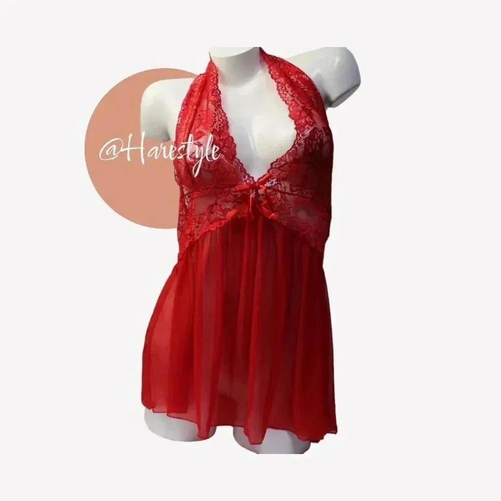 avidlove red lace halter teddy NIP XL